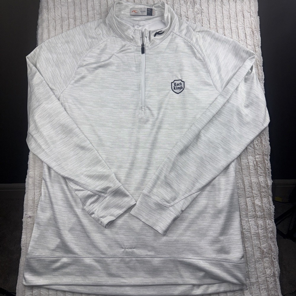 KJUS 1/4 Zip Pullover Mens Size 52 Large White‎ Golf Pul NWOT *Small Snag* Read